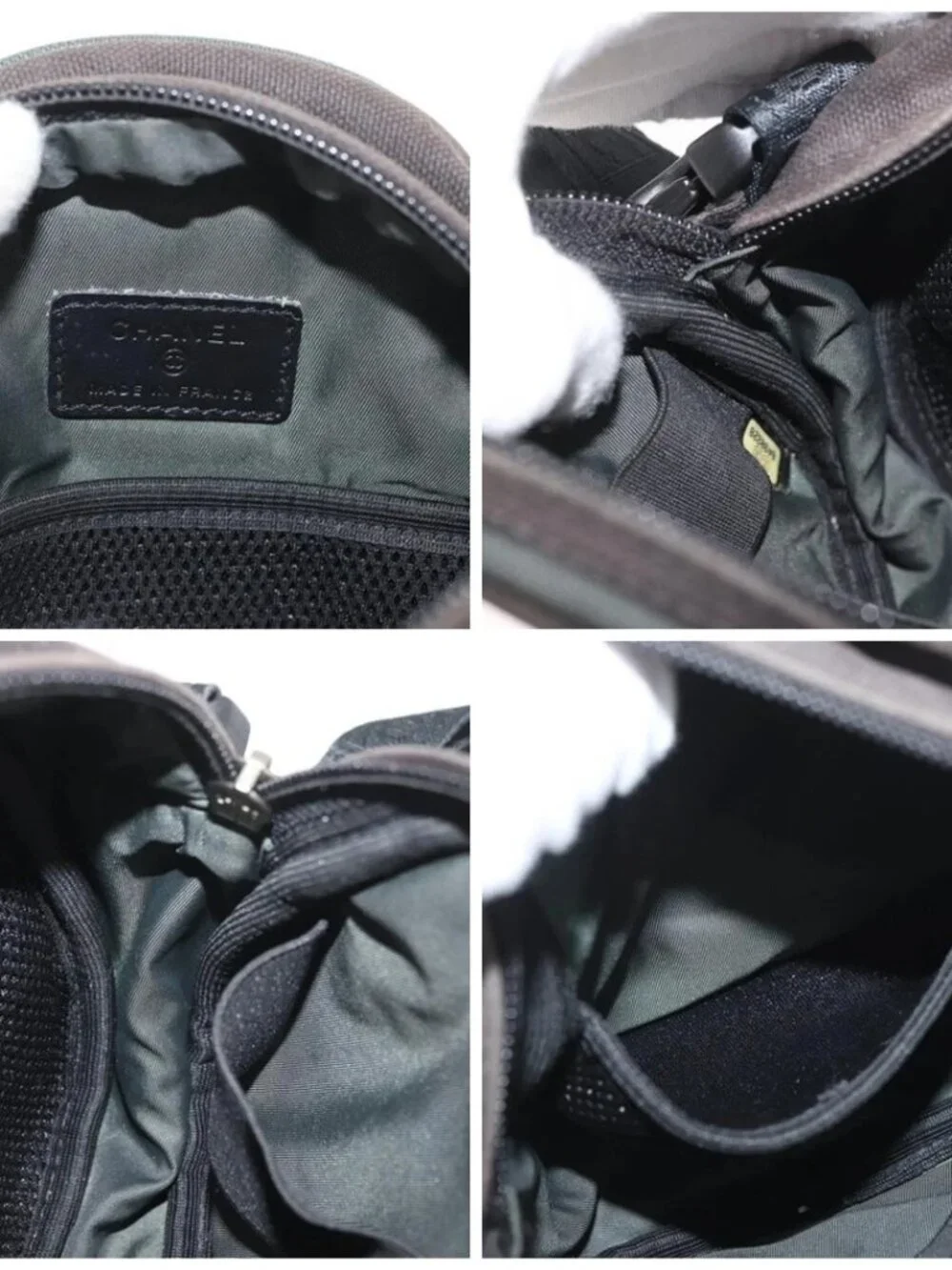 CHANEL Sports Line Shoulder Bag Canvas Green CC Auth BA11975